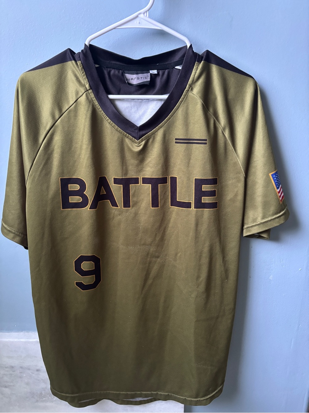 Wartastic Battle Men's Olive Green Jersey with Number 9